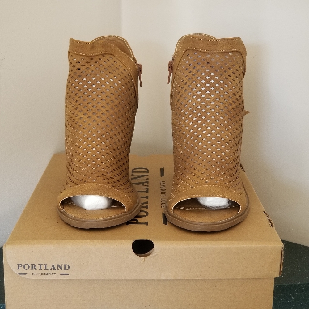 Portland Boot Co. Emma Perforated Peep-Toe Booties